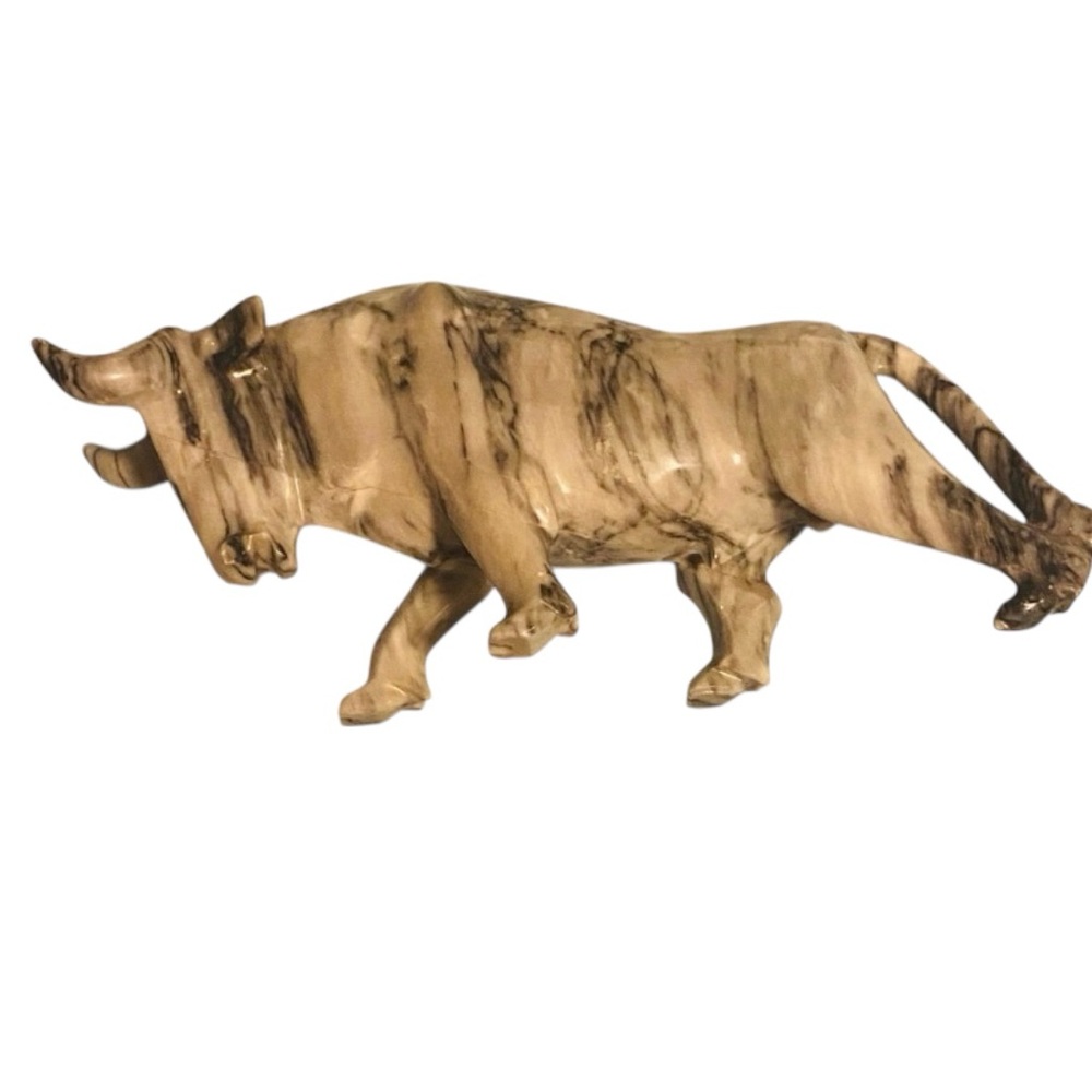 Marble Patterned Bull Sculpture